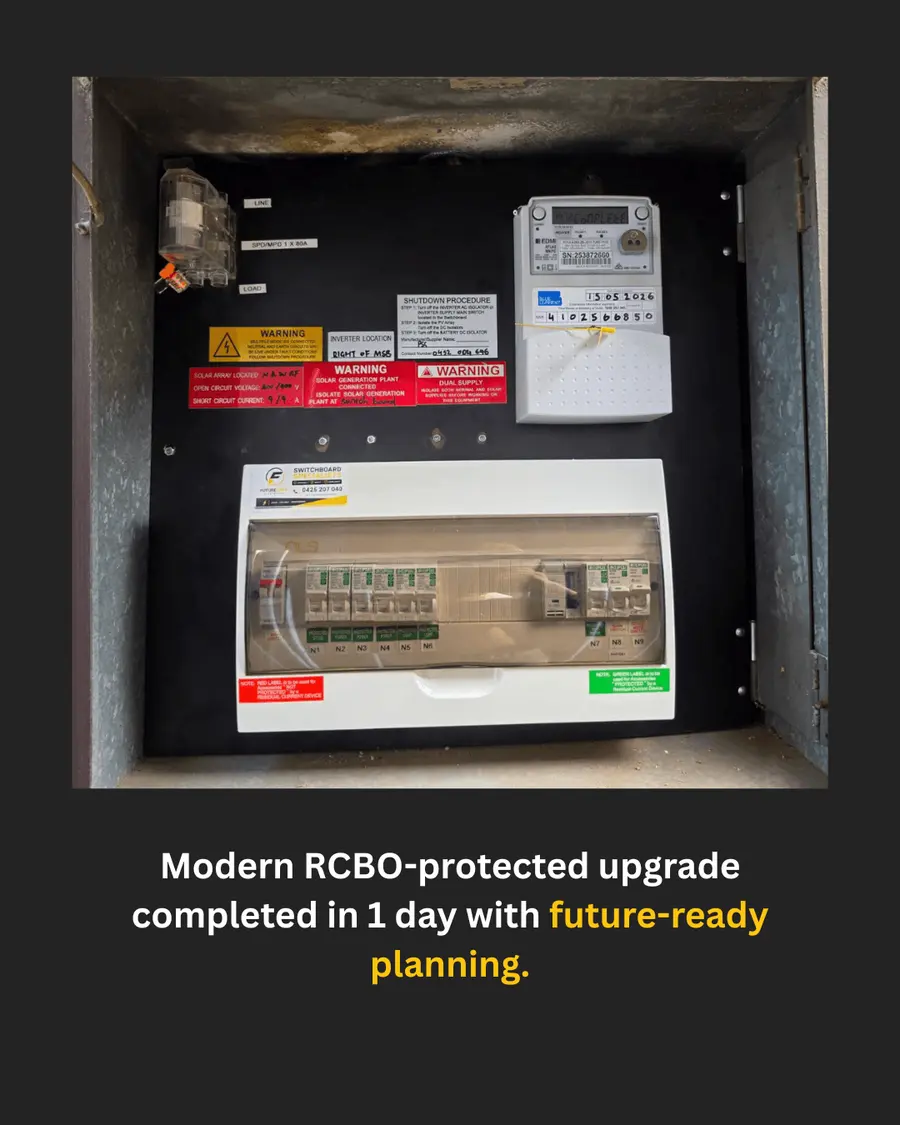 Modern RCBO-protected switchboard upgrade