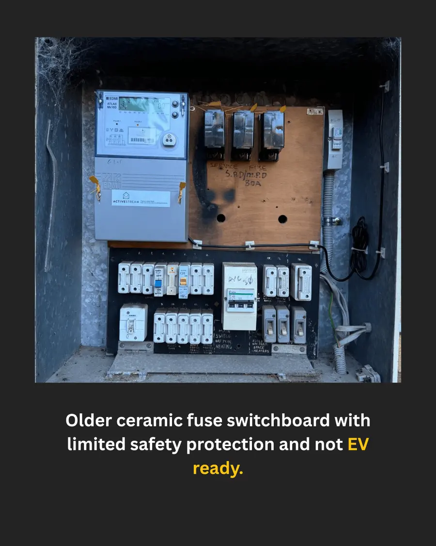Old ceramic fuse switchboard before upgrade